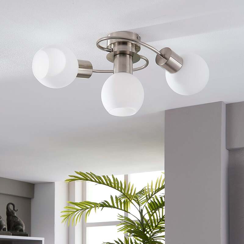 [neuwertig] B-ware Lindby Deckenlampe Ciala Led Lampe 3-flammig Dimmbar Nickel Satiniert Ø 10 Cm