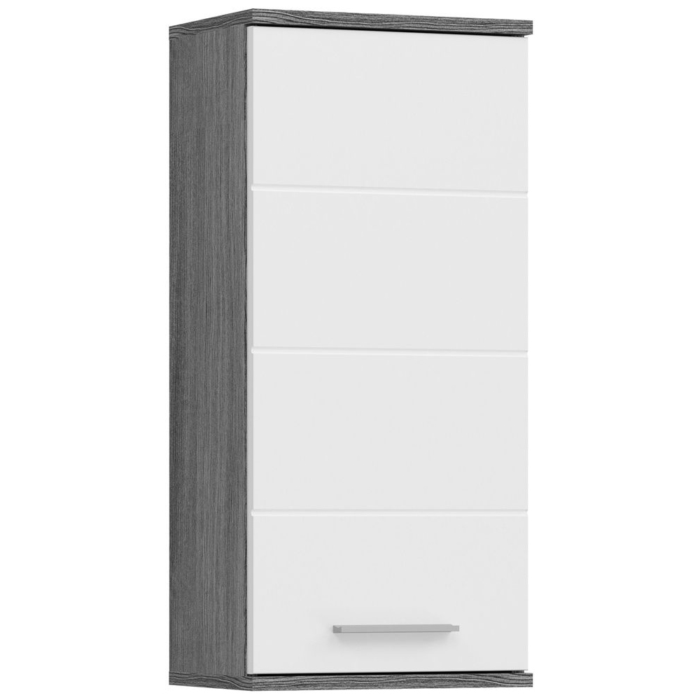 Hängeschrank In Rauchsilber Nachbildung Mit Front In Weiß Hochglanz Tiefzieh, Höhe 77 Cm Brest-158