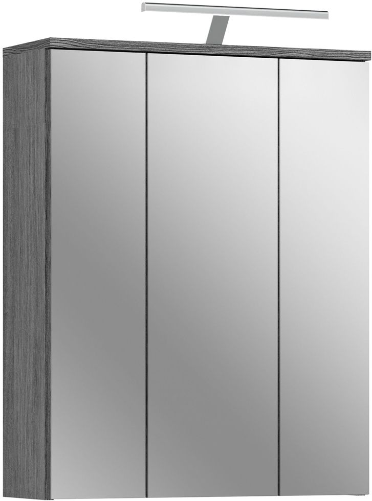 Spiegelschrank Inkl. Beleuchtung In Rauchsilber Nachbildung Mit Front In Spiegelglas, Breite 60 Cm Brest-158