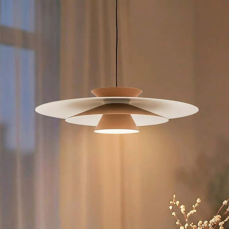 [neuwertig] B-ware Lucande Pendelleuchte Hängeleuchte Led Livie Aluminium Beige Weiß Matt 50 Cm