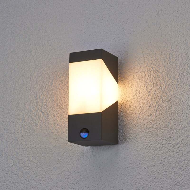 [neuwertig] B-ware Lucande Außenwandleuchte Kiran Led Wandleuchte Mit Bewegungsmelder Grau Ip44 E27