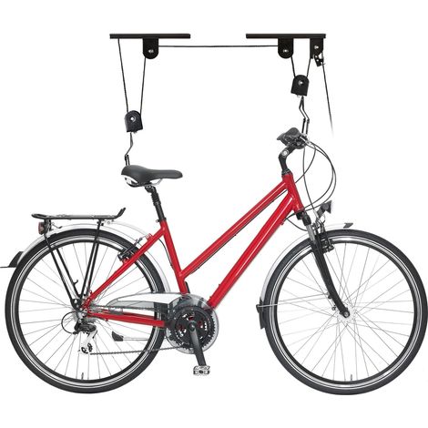 Maryplast-2er Set Fahrrad Deckenhalterung, 30kg Traglast, Max. 4m, Gummihaken Schützt Lack, Schwarz
