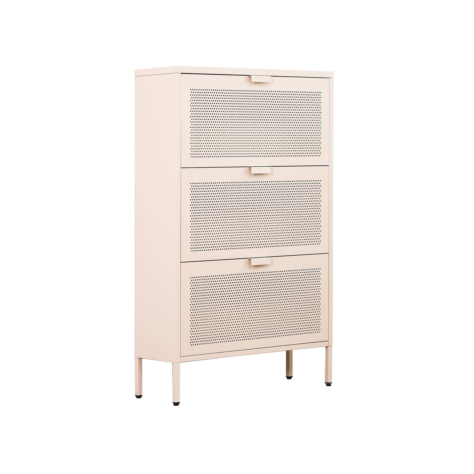 Schuhschrank 3 Türen Mobili Rebecca Nomi 125x80x26 Cm Stahl Beige
