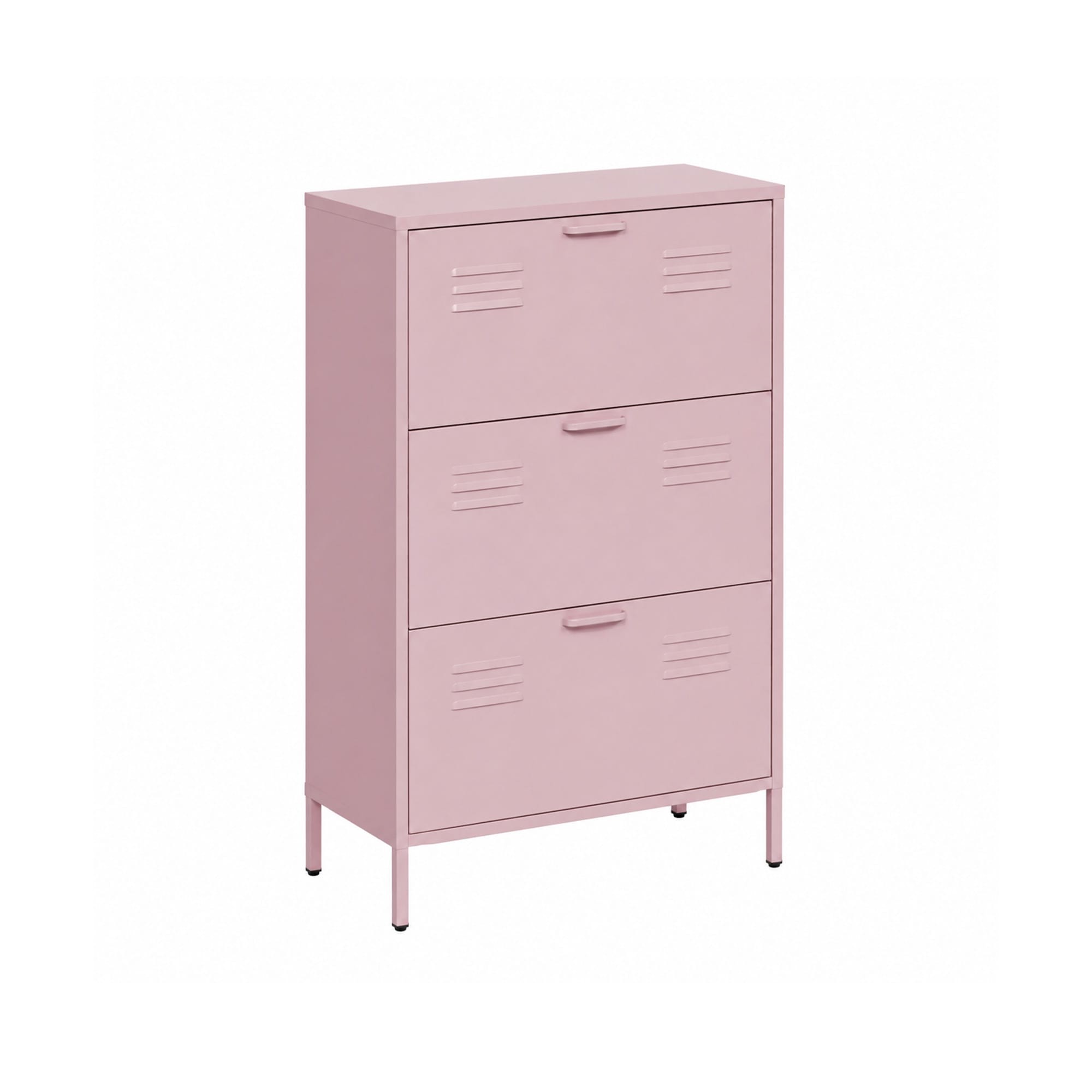 Schuhschrank 3 Türen Mobili Rebecca Ronja 125x80x26 Cm Stahl Rosa