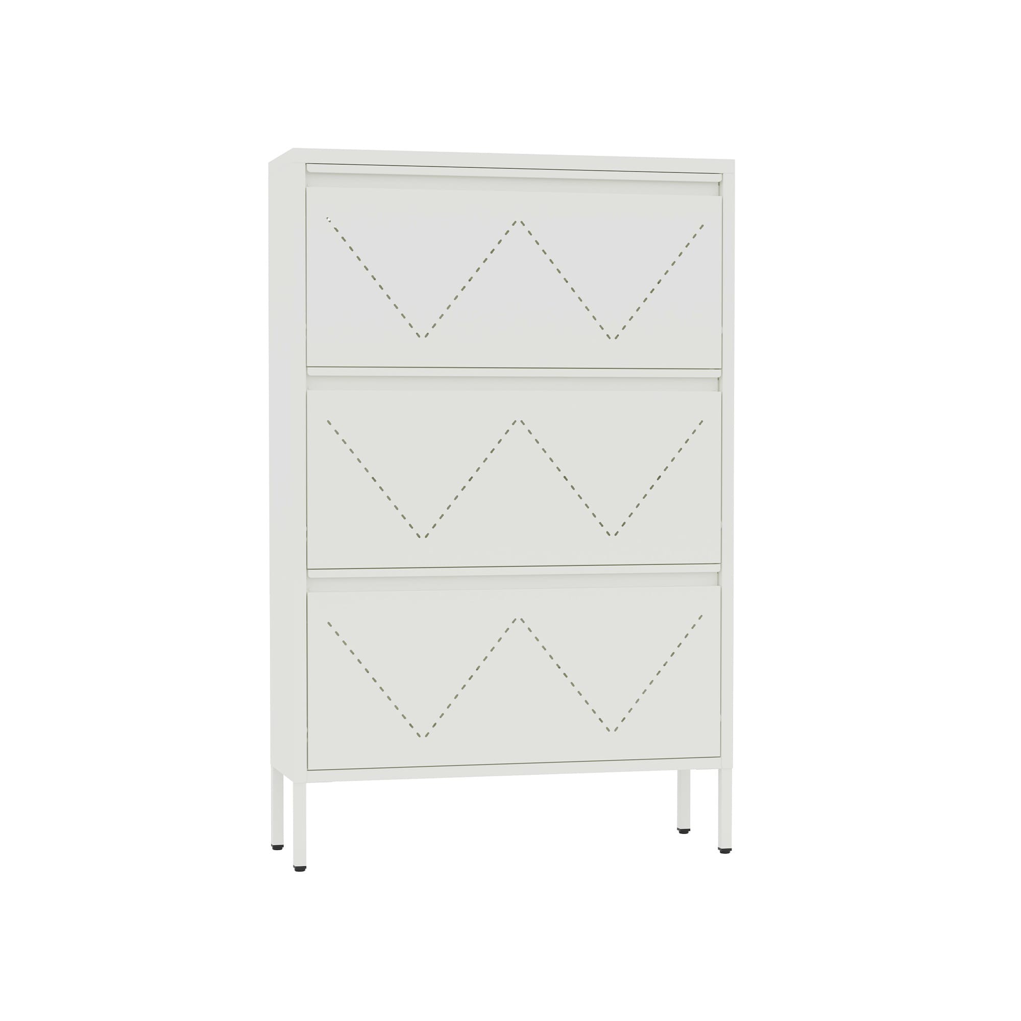 Schuhschrank 3 Türen Mobili Rebecca Lumi 125x80x26 Cm Stahl Weiß