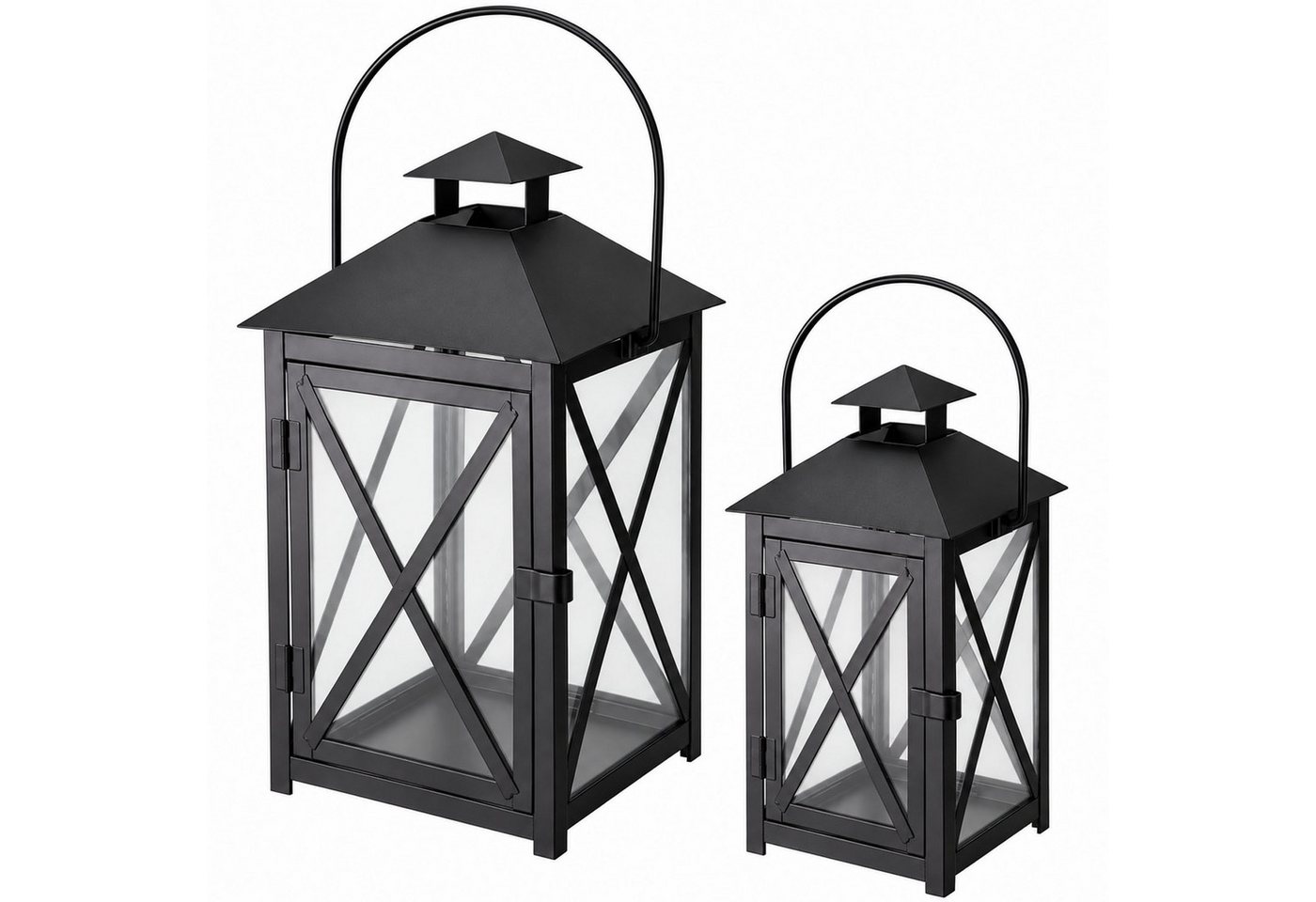 2tlg Metall Laternen Set Schwarzh34/47cm-aae827480-neu