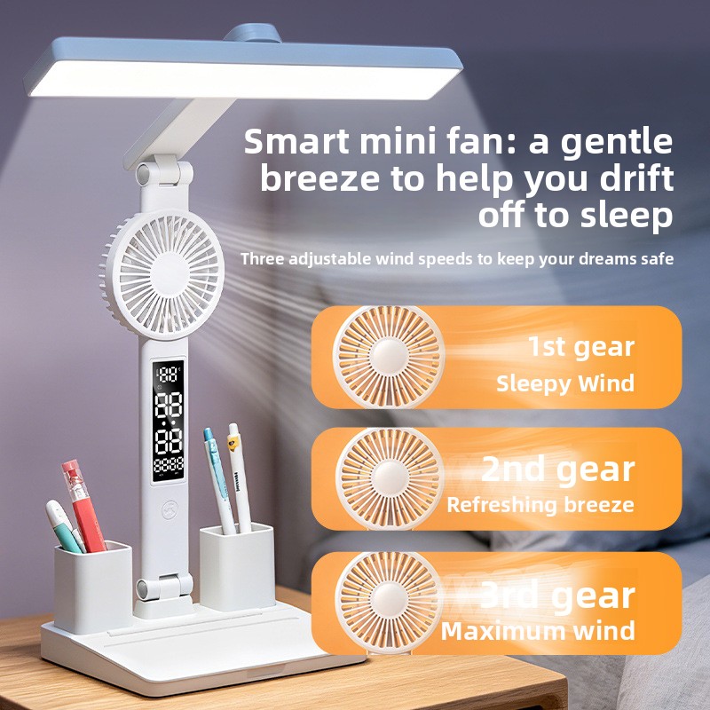 Faltbare Ventilator Lampe Wiederaufladbar Für Büro Wohnheim Studium Augenschutz Lesen