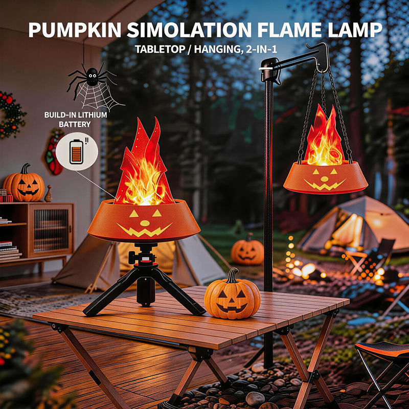 Halloween Kürbis Flammenlampe Orange Simulierte Flamme Deko Accessoire Party Atmosphäre