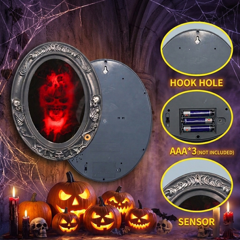 Halloween Led Spiegel Deko Mit Sound Überraschungs Klingel Geist Flamme