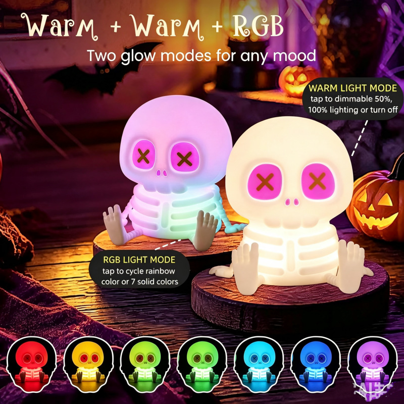 Halloween Totenkopf Nachtlicht Silikon Taktil Rgb Geschenk Kinder Stimmungslampe Original