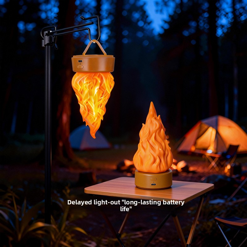 Led Außenlampe Simulierte Flamme Wiederaufladbar Aufhängbar Camping Garten Nachtlicht Schlafbegleiter