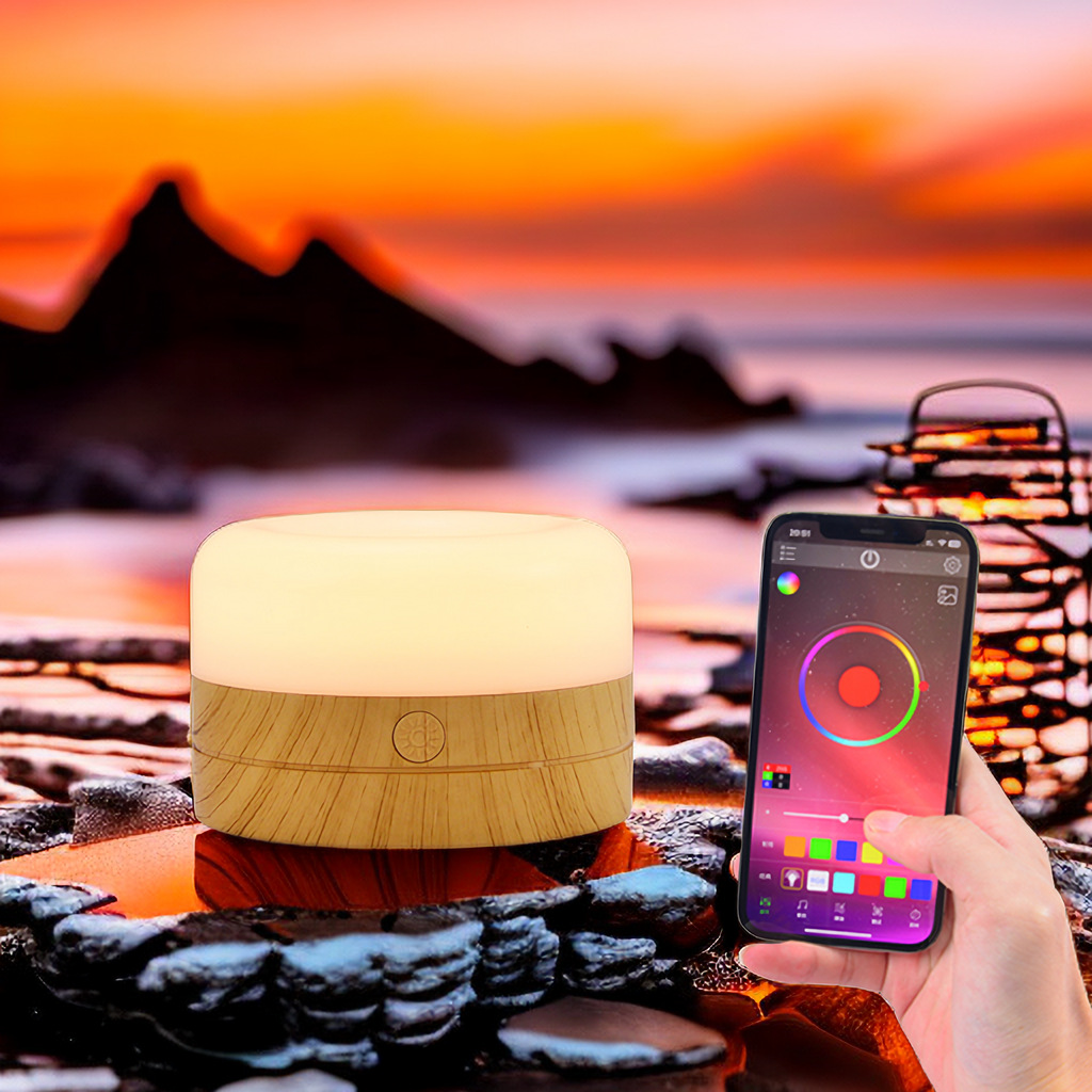 Magnetische Stimmungslampe Kompakt App Steuerung Rgb Deko Büro Schlafzimmer Holz Basis