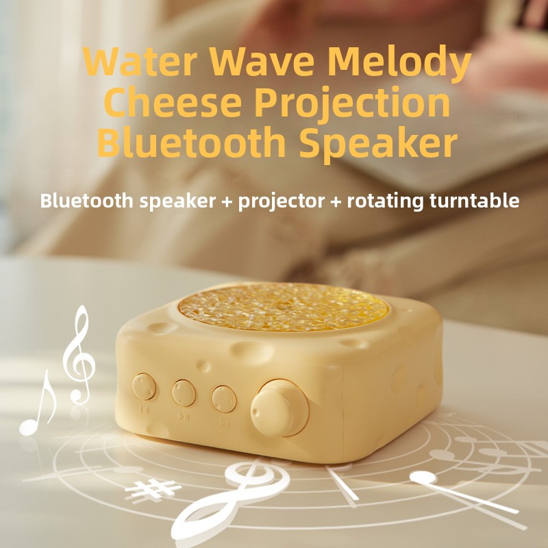 Retro Bluetooth Lautsprecher Mit Wellenprojektor Stimmungslampe Geschenk Freundin Gelb