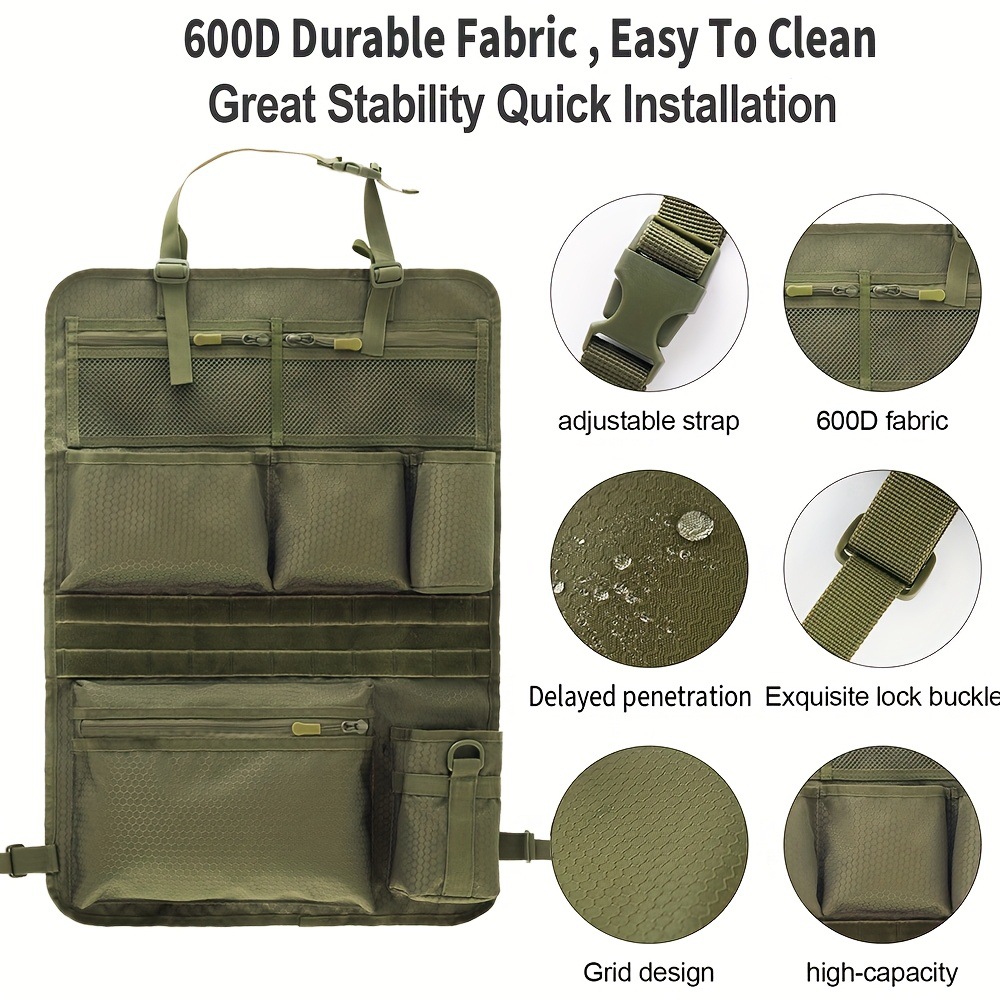 Taktische Camouflage Auto Sitz Organizer Multifunktional Dick Militärgrün Rückseite