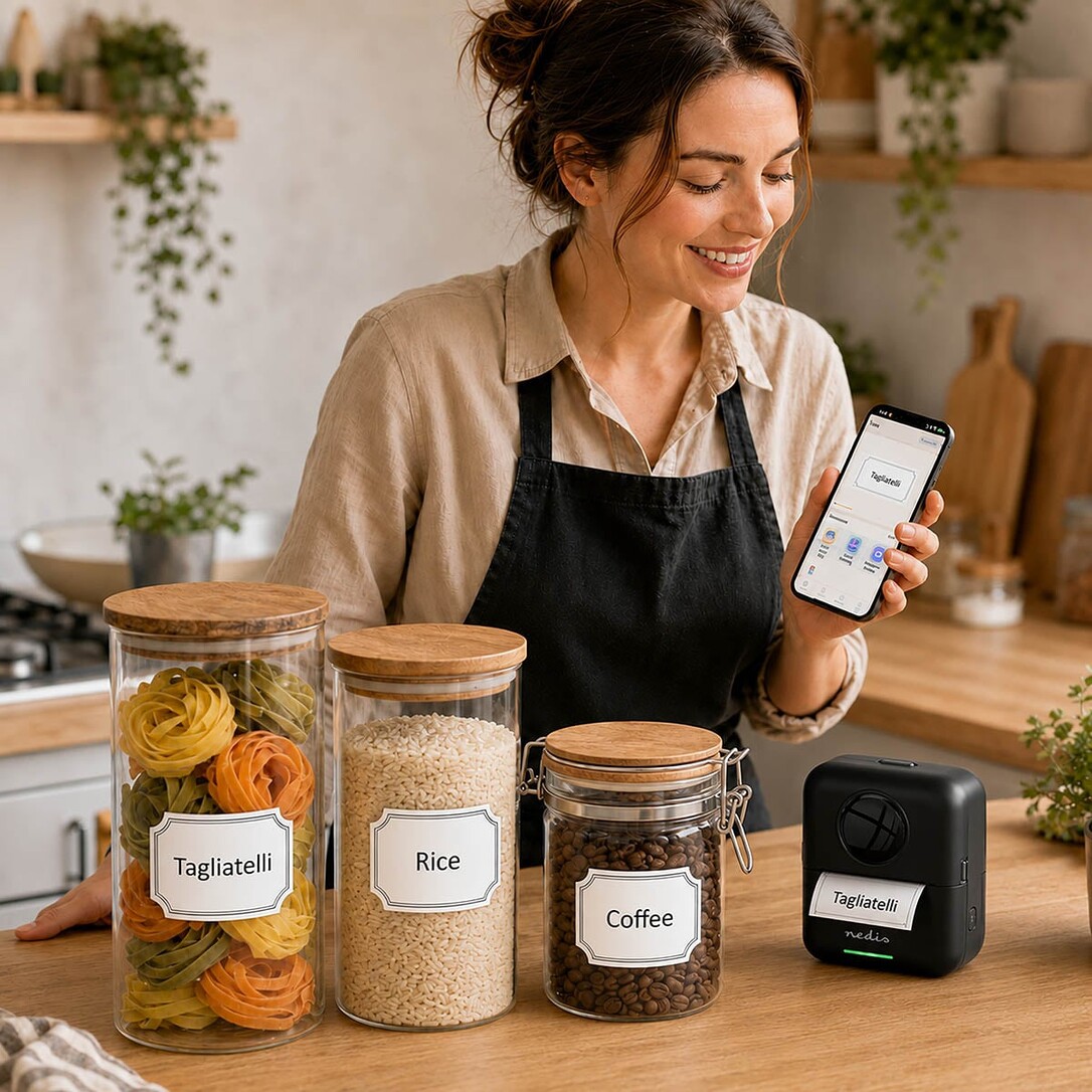 Nedis Drucker / Einschlussloser Druck / Schwarz / Weiß / Bluetooth® / 200 Dpi / Bilder / Etiketten / Mobile Fotografie / Schwarz