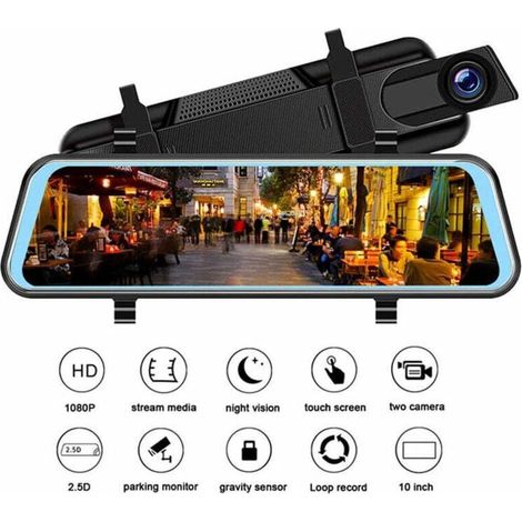 Confezione Da 10 Specchietti Retrovisori E Telecamera Di Retromarcia Per Dash Cam Con Gps, Visione Notturna, Sensore G, Registrazione In Loop, Assistenza Al Parcheggio E Modalità Parcheggio. Le Caratt