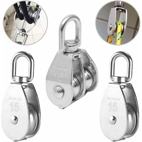3 Stück Doppelrolle Aus Edelstahl Mit Schwenkbarem Pivot, Doppelrolle, Heberolle, Laderolle, Edelstahlrolle, Einfachblockrolle, Einfachrolle Aus Edelstahl, Heberolle