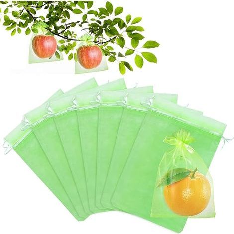 Lot 100 Beutel Zum Schutz Von Früchten – Organza – 17x23 Cm – Atmungsaktiv – Mit Zugband – Gegen Wespen / Vögel – Grüne Frucht