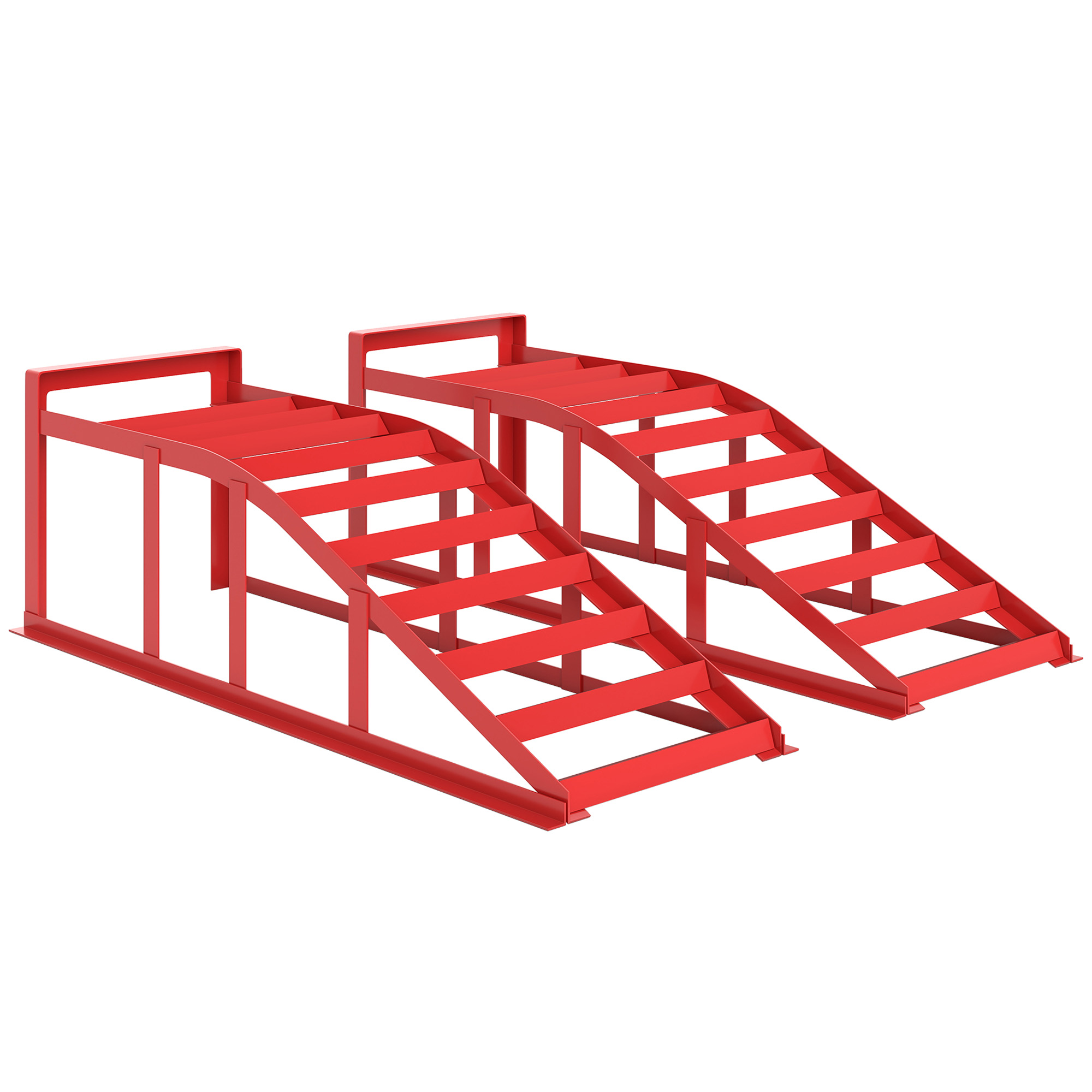 2 Auffahrrampen Auto Stahl, Bis 3000 Kg, Rutschfest, 83,5x30,5x27 Cm, Rot