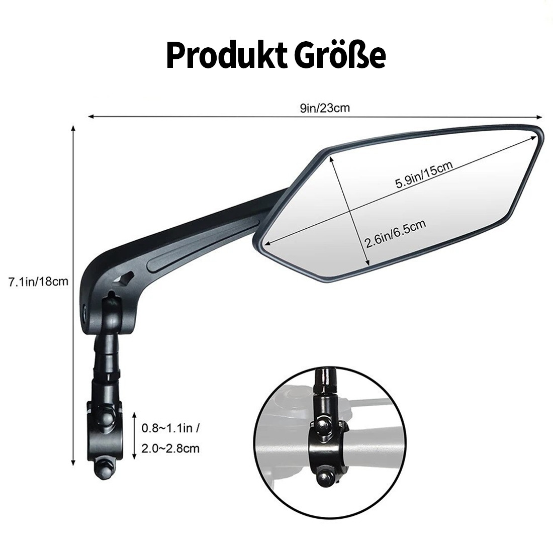 2 Fahrspiegel Für E-bike Und Fahrrad, Links Und Rechts, Aluminium, Für Lenker 22-25 Mm