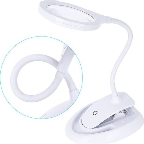 Leuchtlupe Lupe Mit Licht, 5x 10x Lupenlampe Mit Ständer Und Klemme, Wiederaufladbare Schreibtisch-lupenlampe Mit Einstellbarer Helligkeit Für Naharbeit Und Lesen