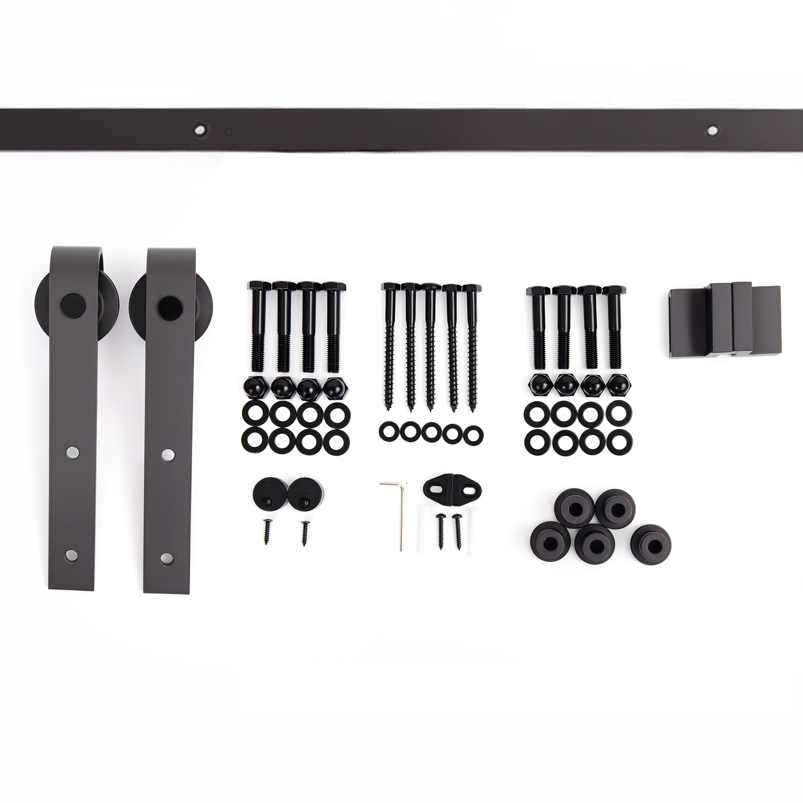 200 Cm Schiebetür-beschlag Für Holztür, Zubehör-set Mit Führung Und Schrauben, Bis 90 Kg, Karbonstahl, Braun