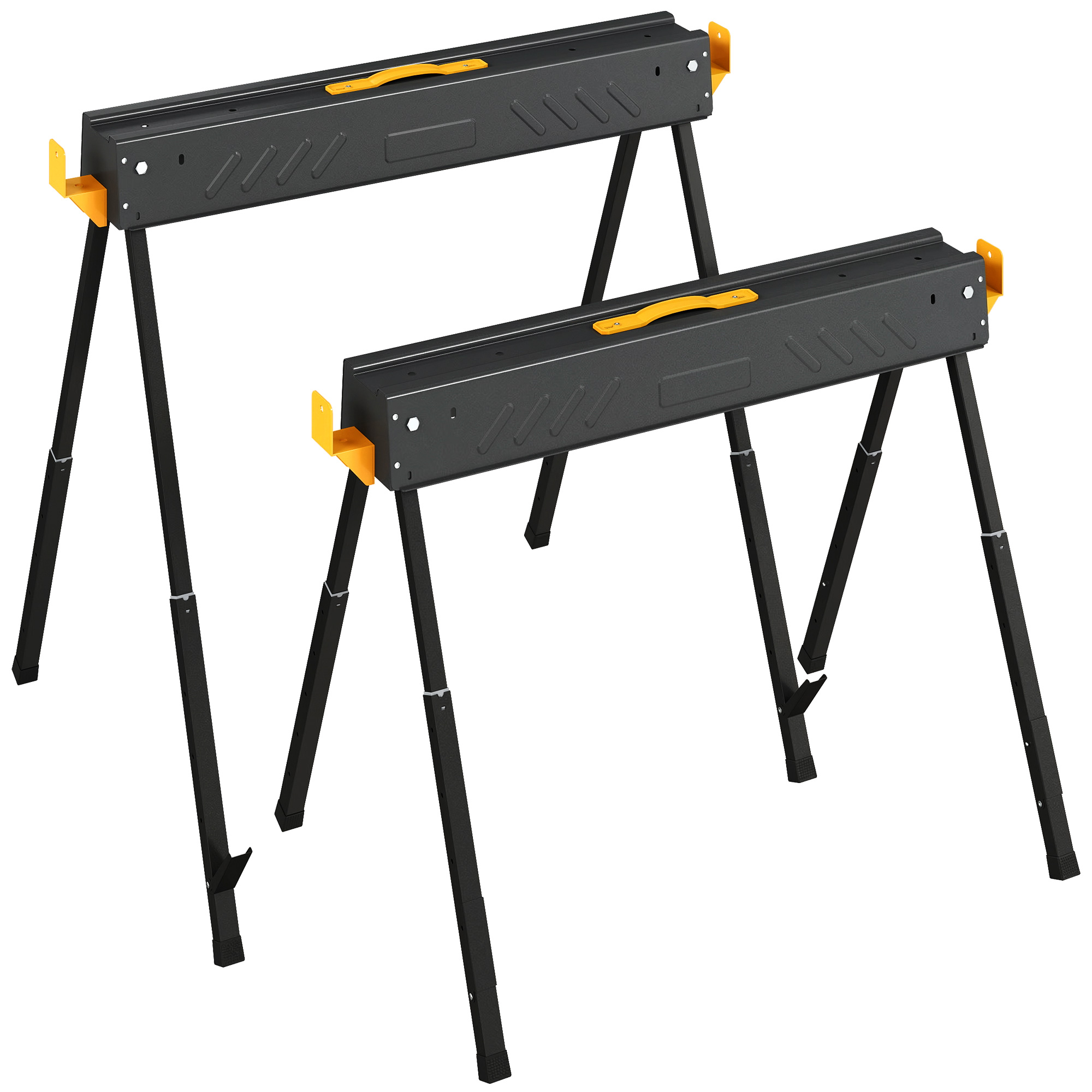 2er Set Klappbare Sägeböcke, Höhenverstellbar, Bis 500 Kg, Schwarz
