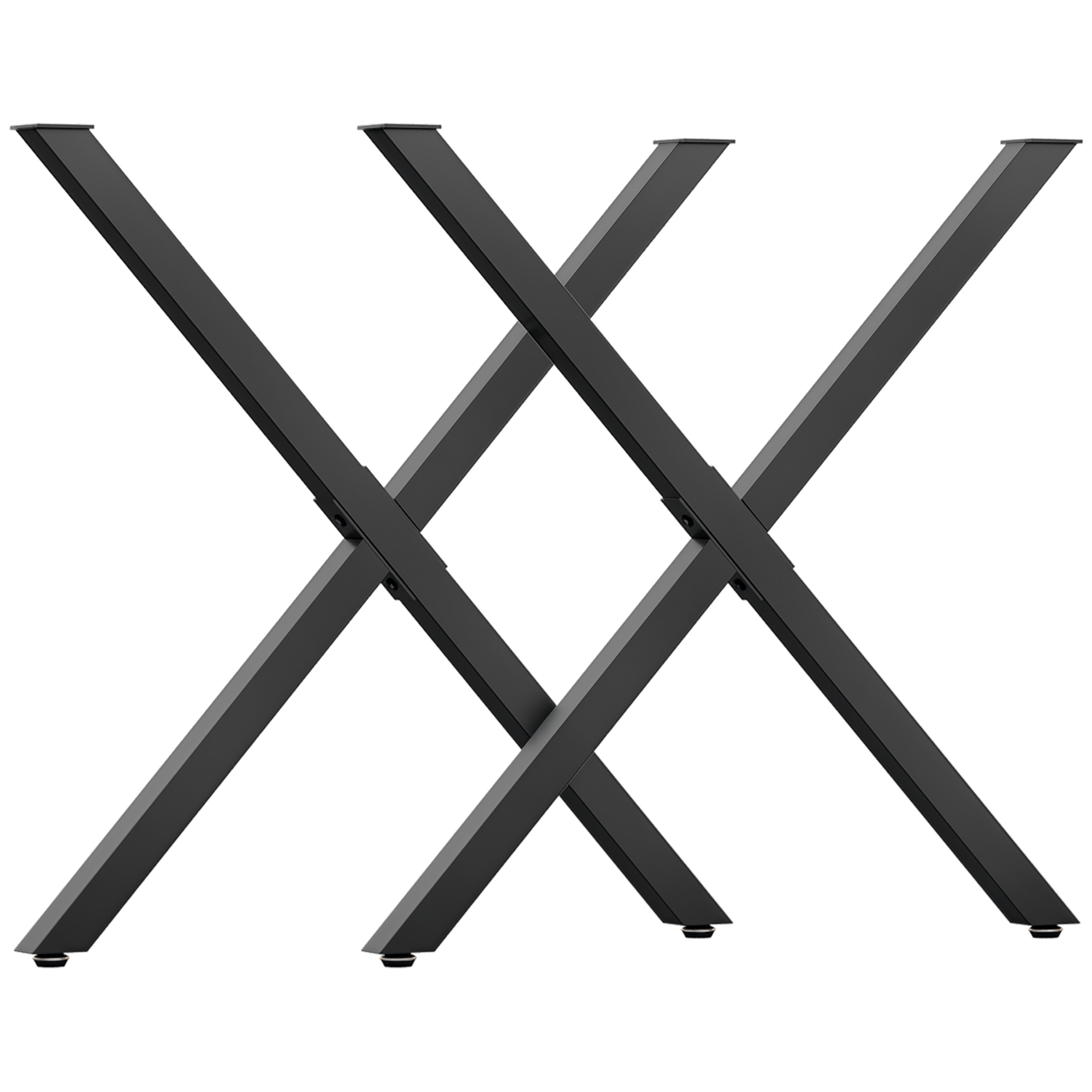 2er Set Kreuzförmige Tischbeine 70x72 Cm, Industriedesign, Für Couchtisch Und Nachttisch, Schwarz