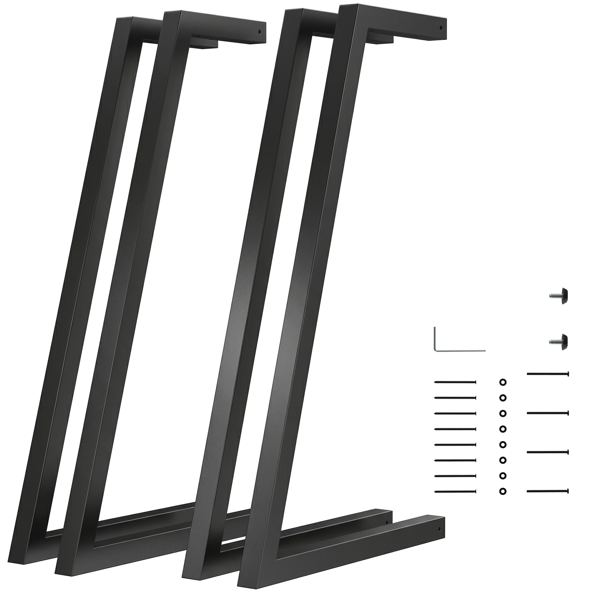 4 Tischbeine Quadratisch Industrie-design, 43x72 Cm, Verstellbare Füße, Schwarz