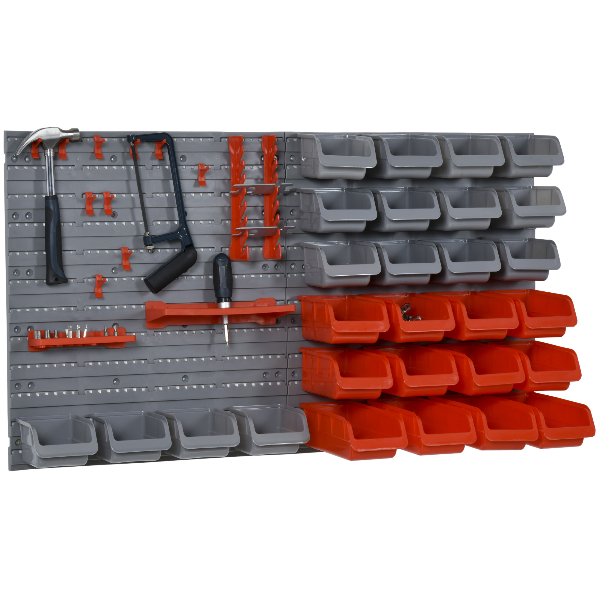 44-teiliges Werkzeugwand-set, Verstellbare Boxen, Wandmontage, Pp, Rot/grau, 54x22x95 Cm