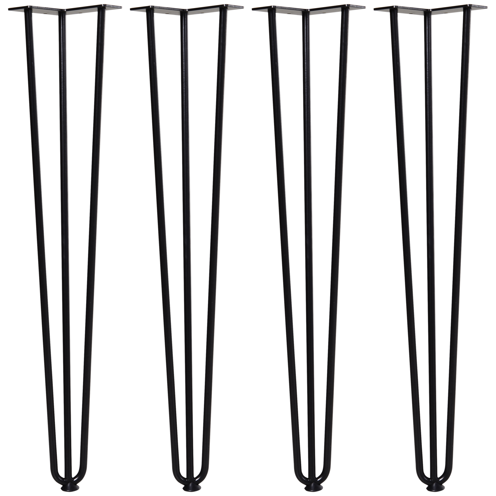 4er Set Industrielle Tischbeine Im Gabel-design, Gummierter Kratzschutz, 12x12x71 Cm, Mit Schrauben, Schwarz