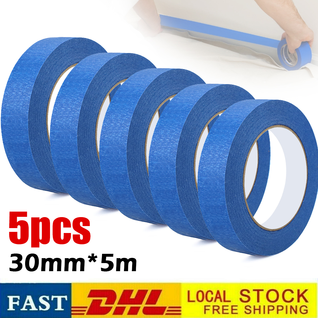 5 X Malerband Abdeckband, 30 Mm X 5 M, Rückstandsfrei Ablösbar, Für Malerarbeiten