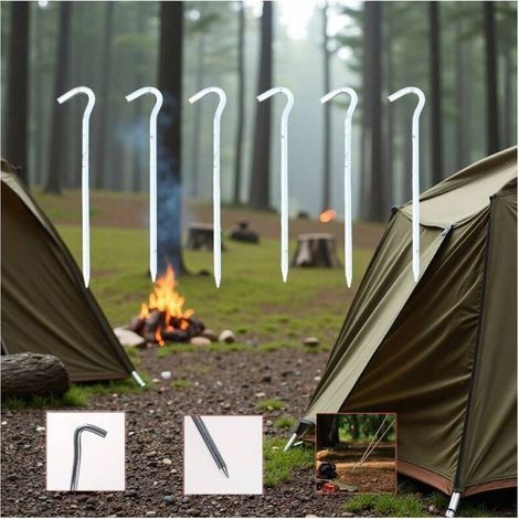 6er-set Camping-erdnägel, Dick Und Lang, 0,8 X 21 Cm, Edelstahl-heringe, Windfeste Befestigungsnägel, Zeltzubehör Für Camping Und Gras