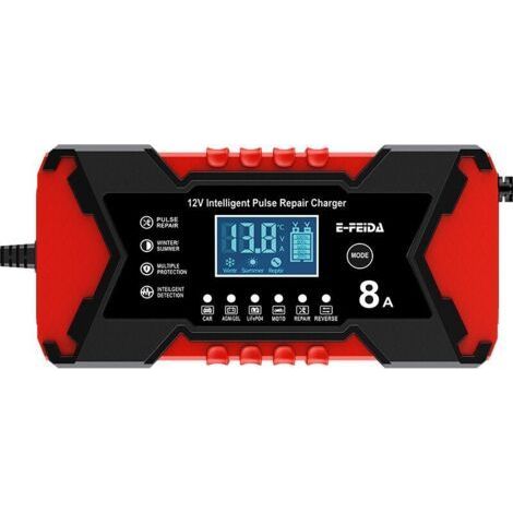 Rougechargeur 12v 8a Pour Batteries De Voiture, Batteries De Moto Et Batteries Au Plomb-acide