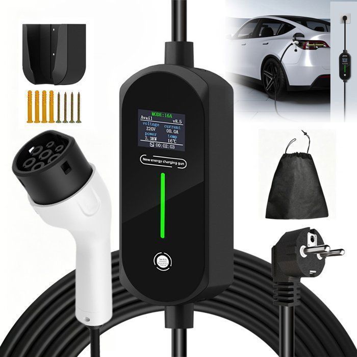 3,5-kw-ladegerät Für Elektroautos, 10 M, 8–16 A, Typ-2-ladekabel Mit Diebstahlschutz Und Schutzart Ip66