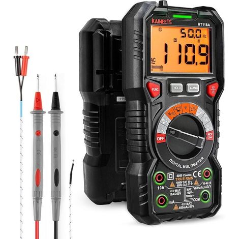 Automatischer Digital-trms-multimeter Mit 6000 Counts (led-pol-anzeige), Professioneller Elektrischer Tester, Temperatur-, Kapazitäts-, Spannungs-/strommessgerät Für Ac/dc, Widerstands-, Frequenz- Und