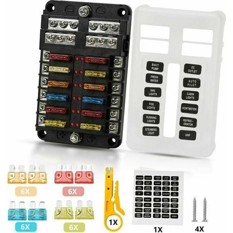 12-wege-sicherungskasten, 12v Sicherungshalter, 32v 100a Mit 12 Led-anzeigen, Wasserdichter Schutzdeckel, Sicherungskasten Mit 24 Kfz-sicherungen Für Auto, Motorrad Und Boot
