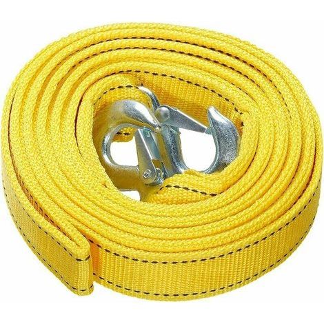Robuster Abschleppgurt Mit Sicherheitskarabiner, Abschleppseil Aus Polyester, Zugseil, Gelb 4 Meter, 5 Tonnen
