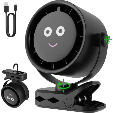 Akku-usb-tischventilator Mit Klemme Und Haken – Leiser Mini-ventilator Mit 4000-mah-akku, 5 Geschwindigkeitsstufen, 360°-rotation, Integriertem Led-display, Ideal Für Zu Hause