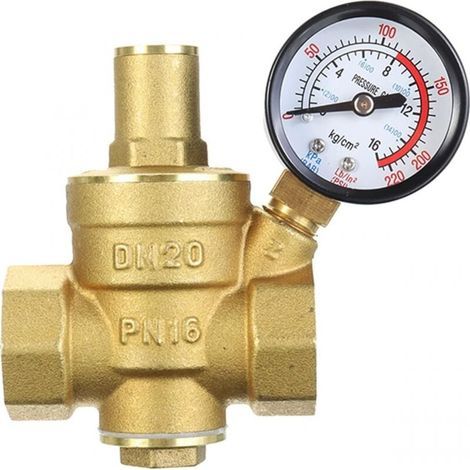 Dn20 Einstellbarer Druckminderer Aus Messing Mit Manometer, Einstellbarer Wasserdruckminderer Aus Messing (dn20)