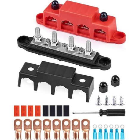 Stromverteilungsblock 12v-48v Dc Busbar 250a Mit 4 X M8 Schrauben, Energieverteilungsblöcke 5/16", Batterie-anschlussblock Für Autos, Wohnmobile, Schiffe Und Yachten (m8)