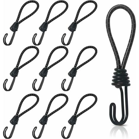 10 Stück Gummispanner Mit Spiralhaken, 16 Cm Kurze Elastische Spanner, Planenspanner Mit Doppelhaken, Universelle Spanner Mit Befestigungen Für Camping, Gepäck