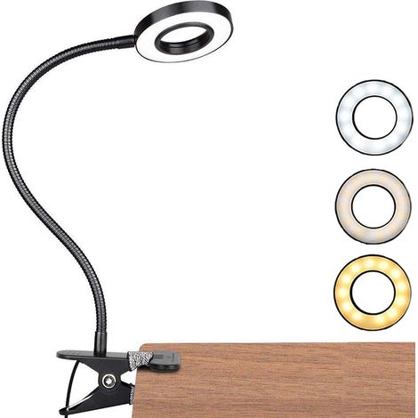 Led Schreibtischlampe Mit Klemme, Usb-betriebene Flexible Leselampe Mit Klappbarem, Einstellbarem, Sanftem Licht Zum Schutz Der Augen Mit 3 Beleuchtungsmodi Und 10 Helligkeitsstufen, 7 Watt
