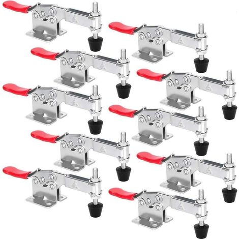 S-giant Gh-201-b Packung Mit 10 Tischler-klammern, Tragfähigkeit 90 Kg, Einstellbare Horizontale Schnellverschlüsse Für Maschinen, Tischlerei Und Schweißen