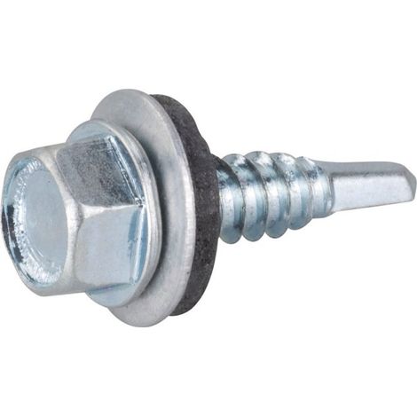 Selbstbohrende Sechskantschraube 6,3 X 25 Mm – Verzinkter Stahl – Mit Unterlegscheibe Und Neoprendichtung – 100 Stück Pro Packung – Rifix
