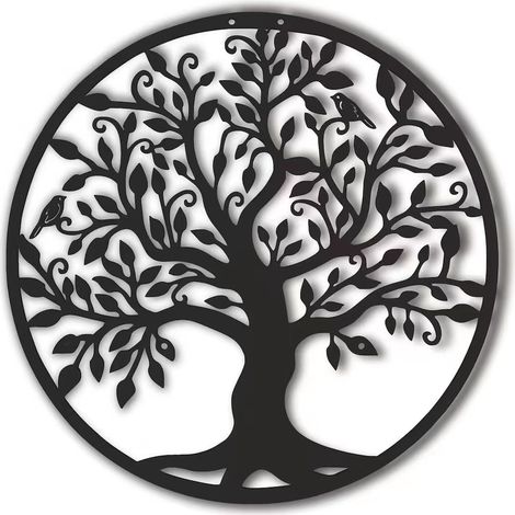 Rnemitery – Schwarze Metall-lebensbaum-wanddekoration 40x40cm – Robuste Skulptur Für Den Innen- Und Außenbereich – Rostbeständig