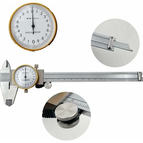 Messuhr-schieblehre 0-150 Mm, 0,02 Mm, Hochpräzise, Industrieller Edelstahl, Messschieber Mit Uhr, Stoßfestes Metrisches Messwerkzeug