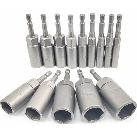 14-teiliger Steckschlüsselsatz, 6-19 Mm Sechskant-adapter, Arbeitstiefe 34 Mm, Sechskant-aufsätze Für Schraubendreher Mit Mutter Für Handbohrmaschine, Steckschlüsseleinsatz Für Schlagbohrschrauber, St