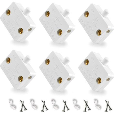 Automatische Schalter Für Schranktür, Momentary Contact Light Switch, 6 Stück, Weiße Schranktürschalter