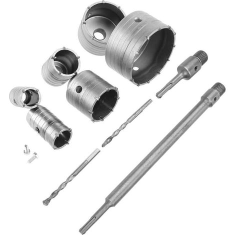 Kit Mit Hohlbohrkronen 30 Mm, 40 Mm, 65 Mm, 82 Mm, 110 Mm Mit M22-gewinde Sds Plus 300 Mm Und Sds Max 300 Mm Wand-kernbohrer Für Mauerwerk Und Beton